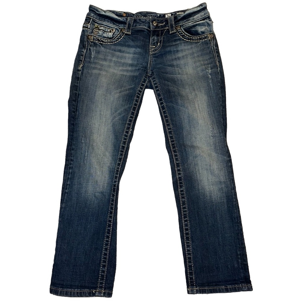 Miss Me Easy Capri Jeans Women's 26 Sequin Studded Embellished Blue Denim - Picture 2 of 8